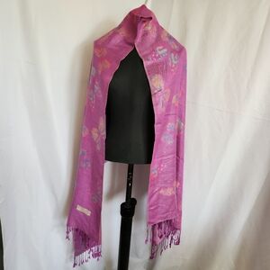 Pashima.    Floral Pink Scarf